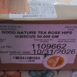 Brand New Unopened Good Nature Organic Rose Hips & Hibiscus Herbal Tea, Caffeine Free, 1.76 Ounces (Pack Of 6) 
