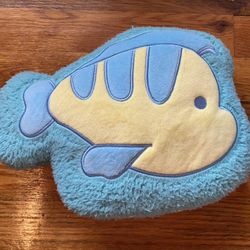 Disney Little Mermaid Flounder Small Pillow Cute Plush Stuffed 10” Blue - RARE