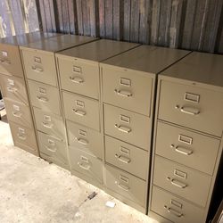 Set of Five 52”x26”x18” HON 4-Drawer Vertical File Cabinets - Compare @ $3000