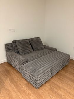 Thomasville Gray Love Seat with Ottoman