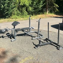 Bench and Squat Rack Plus Concrete Sled