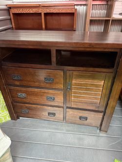 Dark Wood TV stand  with Drawers and Cabinet