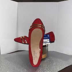 Arizona Jean Co. Memory Foam Flats - Red And Gold