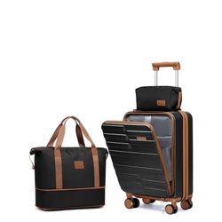Joyway 3-Piece Front Opening Cover Carry-on Luggage Side Hooks TSA Lock Spinner Wheels YKK Zippers