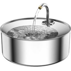 Cat Water Fountain, 3.2L/108oz Stainless Steel Automatic Water Dispenser, Pet Water Fountain with Ultra-Quite Pump and 3 Replacement Filters for Cats,