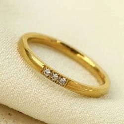 Minimalist Gold-Toned Trilogy Band Ring