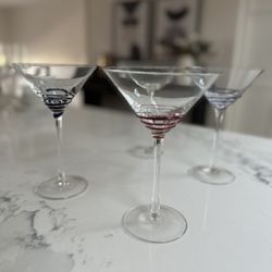 Pier 1 Swirline Cobalt Martini Glasses set of 4