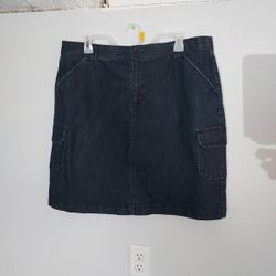 Riders by Lee Denim Blue Jean Skirt Women's Size 16 M Cargo Pockets Stretch