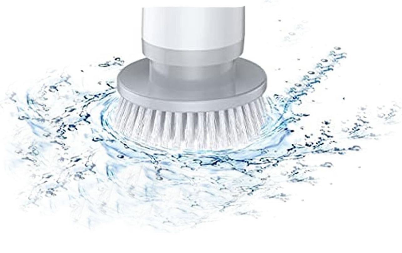 DANKARI Spin Scrubber Cleaning Brush Supplies for Bathroom Grout Tile Floor-Light Grey