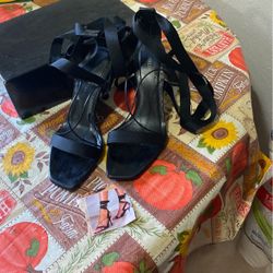 Sexy Black Lace Up Sandals Size 9