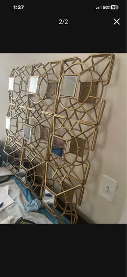 Decoración metal gold  small mirror