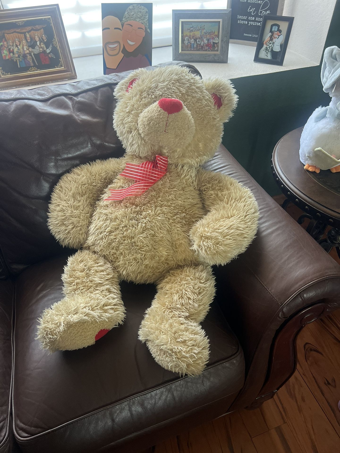 Large Teddy Bear with Red Bow 3.5’