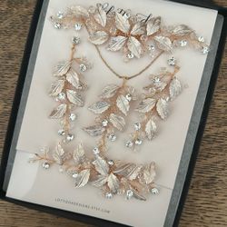 Bride Accessory Kit: Headpiece, Earrings, Necklace, And Bracelet