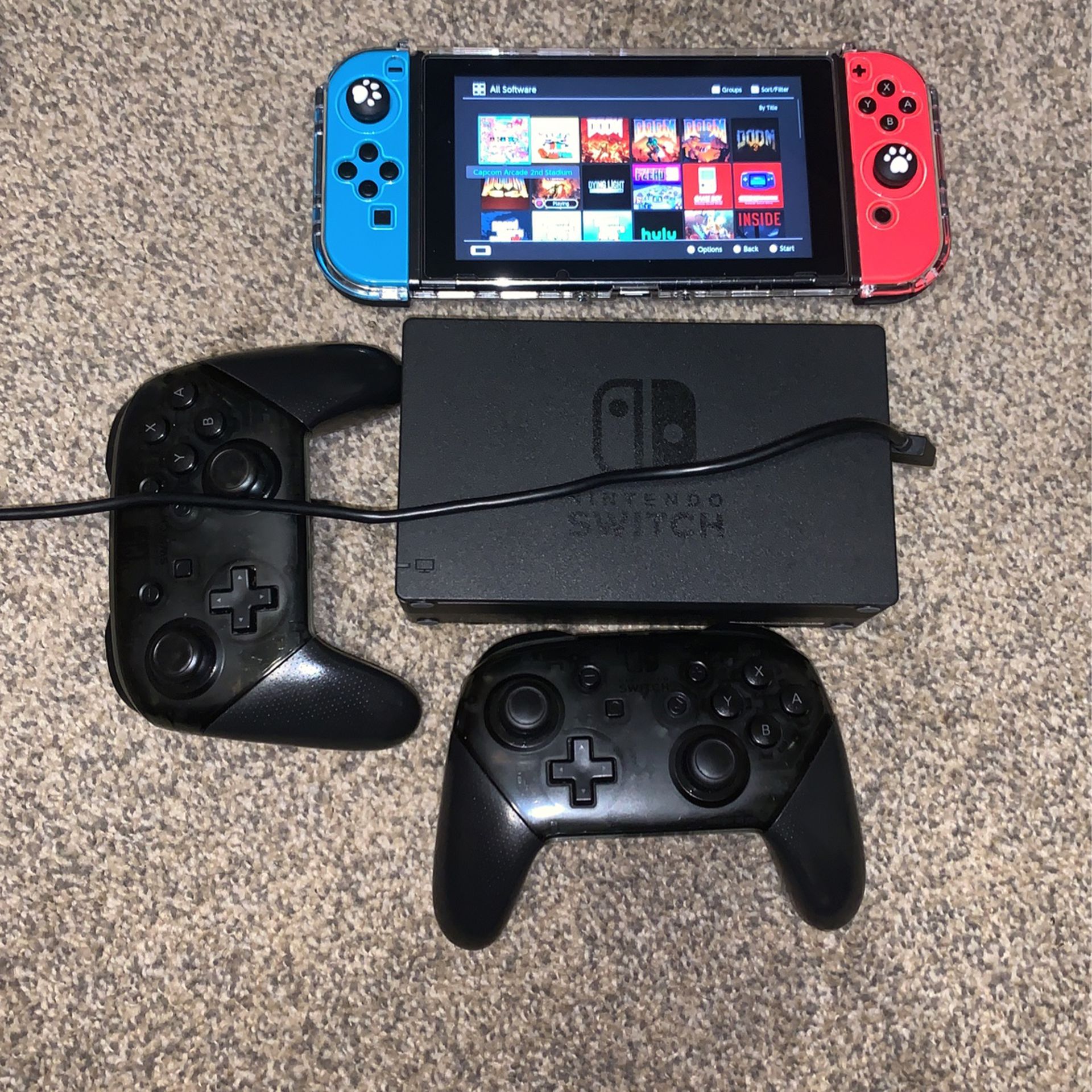 Nintendo Switch Console 2 Pro Controllers Plus 28 Games