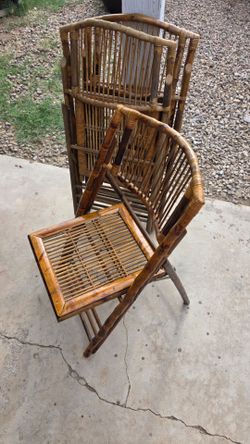 3) bamboo folding chairs