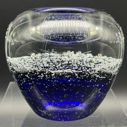 Royal Blue Hand Blown Glass Votive Holder or Paperweight