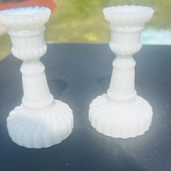 Antique  Candle Holder Hand Made Swells In Glass   3 Inches Tall 