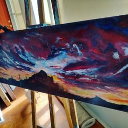 Abstract Landscape Painting Wood IKEA Canvas 