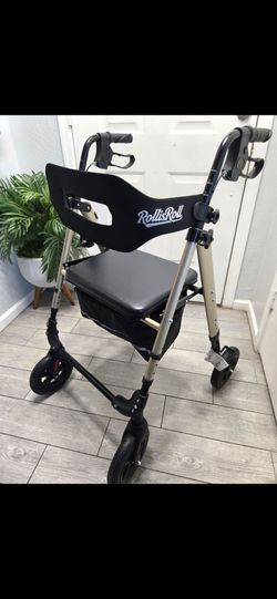 RollisRoll Walkers for Seniors Taller 5.3~7ft, Lightweight Foldable Rollator Walker, Built in Cable