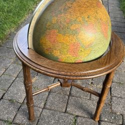 Vintage Replogle Globe on Wooden Stand