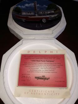 BRADFORD EXCHANGE 1959 FORD FAIRLANE COMMEMORATIVE PLATE WITH COA