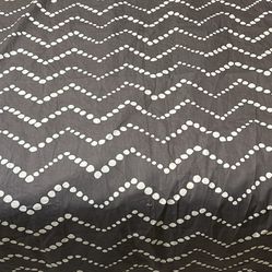 Shower Curtain Gray and White 53” x 78” with white Rings.