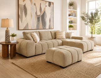 Camel Tan Sectional Chaise Sofa Couch Sala Seccional Venta Furniture Sale Muebles
