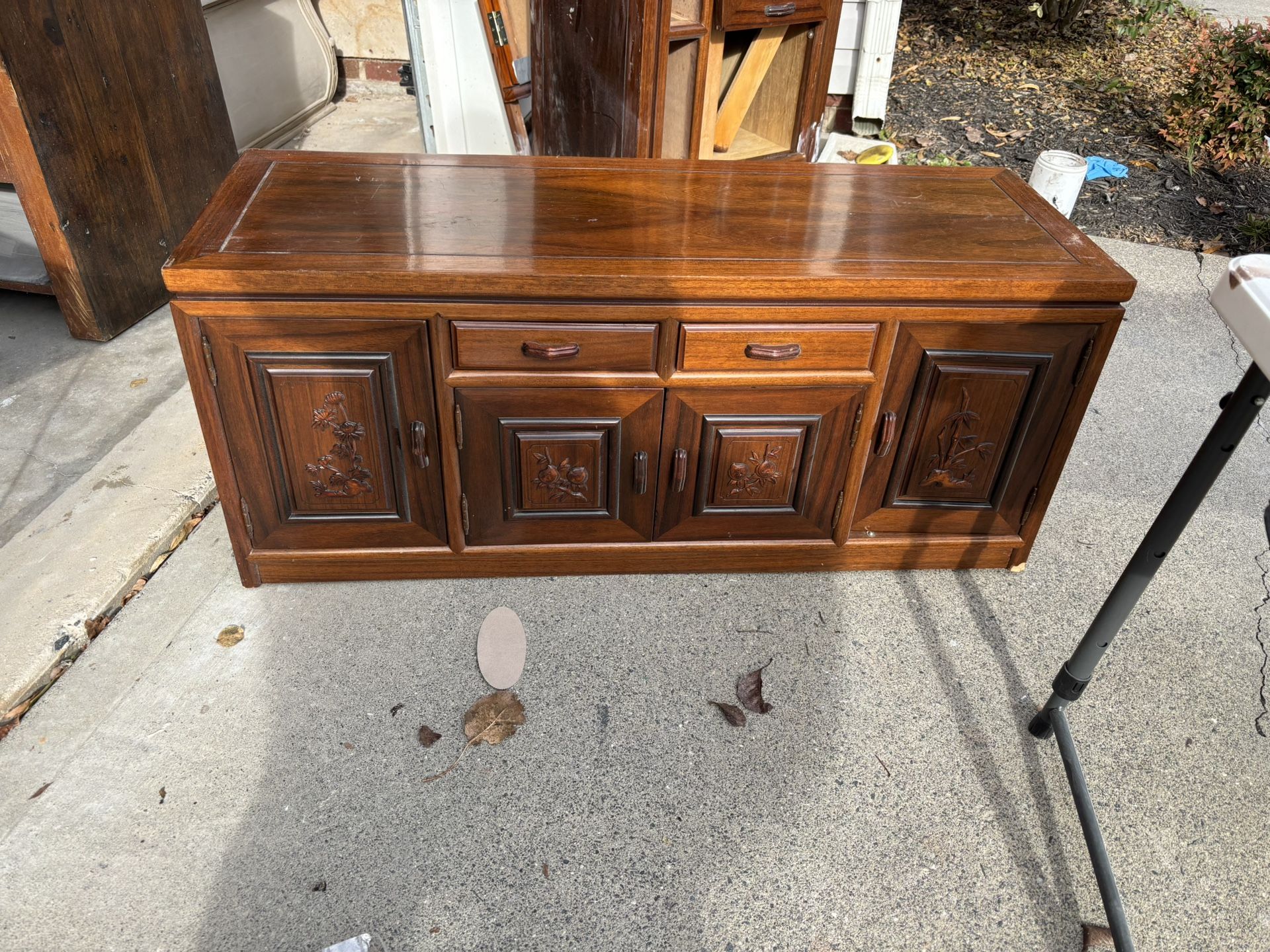 Antique Asian Console Low Wood Chest