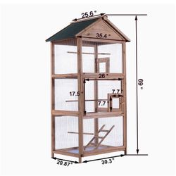 Tall  Wooden Bird Cage 