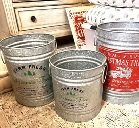 Christmas Galvanized Buckets (See Ad For Prices)