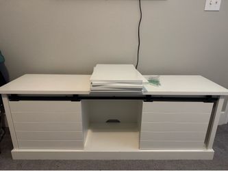 Farmhouse white shiplap tv media stand