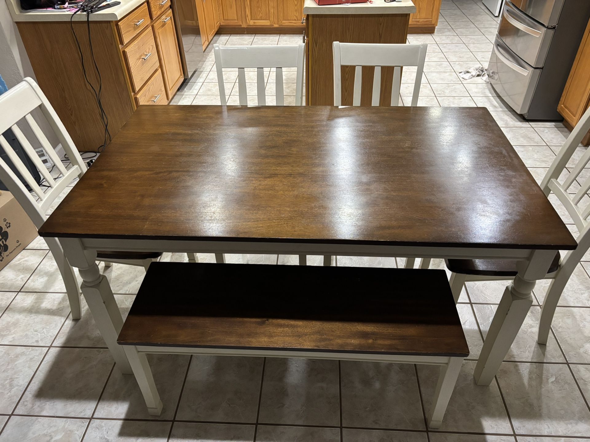 Kitchen Table, Chairs and Bench
