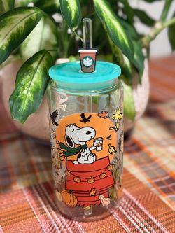Snoopy 16oz glass cup