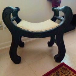 1960s antique rustic carved bedroom/vanity bench/ ottoman/ footstool 