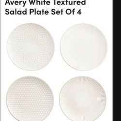 World Market Avery White Textured pattern Stoneware Salad plates.  Set of 8 total plates (2 sets of 4)