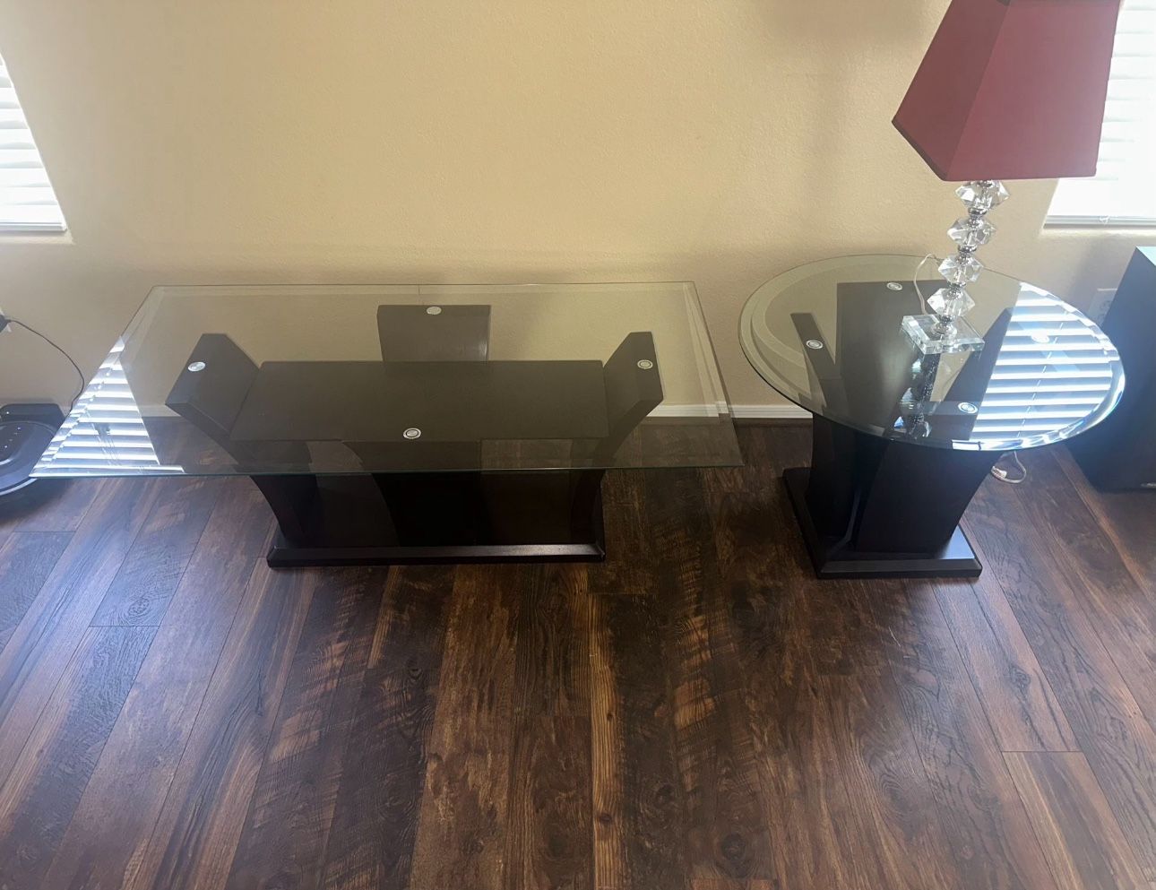  Coffee Table And End Table Wood And Glass Lamp