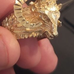 14k Gold,  Ram Ring,,, 15.4 Grams
