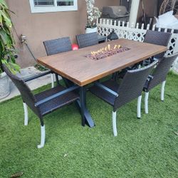 New Fire Pit Patio Set/ Outdoor Furniture Dining Table And Chairs