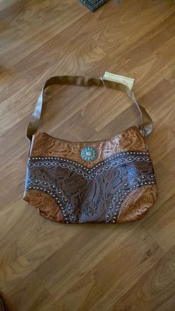Canyon Sky Tooled Leather Shoulder Bag