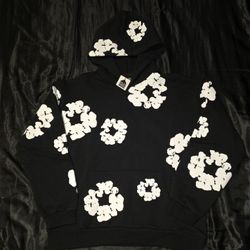 Denim Tears The Cotton Wreath Hoodie, Black, Size S, M, & L