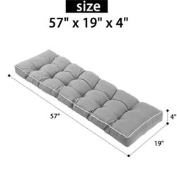 3 Seat 57 Inches Outdoor Porch Swing Cushions,Water-Resistant Tufted Patio Swing Replacement Cushions