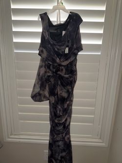 Black Gray Floral Maxi Dress with Tags