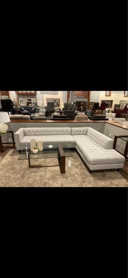 Living Spaces Modern Light Gray Sectional Sofa