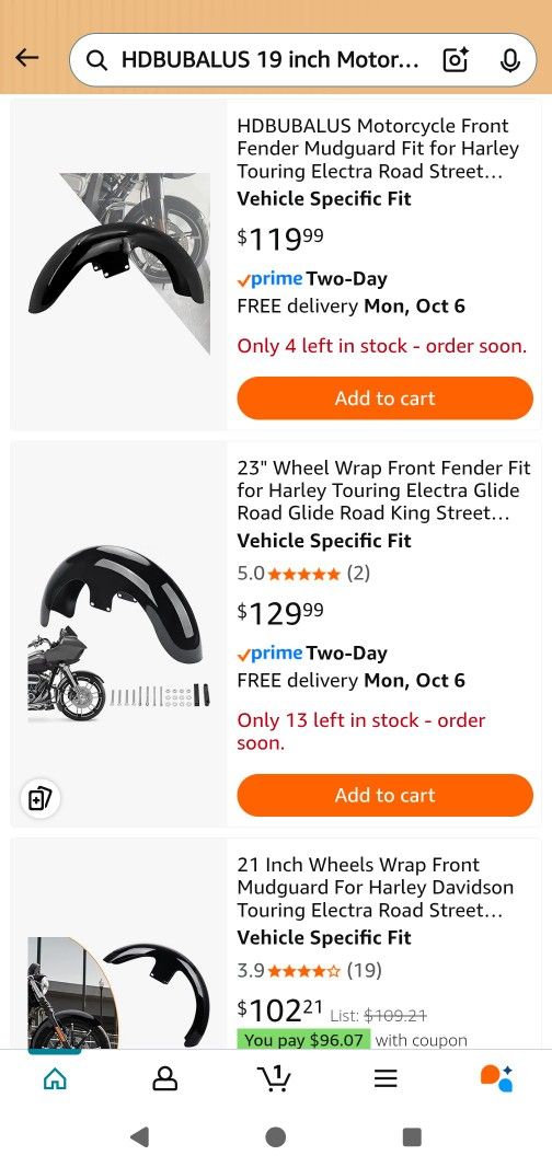 HDBUBALUS 19 inch Motorcycle Front Fender for 120 / R19 Tire Mudguard Fit for Harley Touring Electra Road Street Glide Road King Baggers?Gloss Black?
