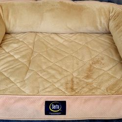 Serta Orthepedic Foam Quilted Large Dog Bed- Pink/Beige- Lightly Used