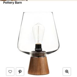 Walnut Wood And Glass Cloche Table Lamp  