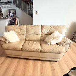 Cream Leather Couch