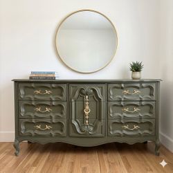 French Provincial Vintage Green Dresser