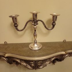 Vintage silver plated three arm candelabra
