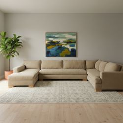 Large Beige Goose Feather Down Sectional Couch 🛻Delivery Available🛻